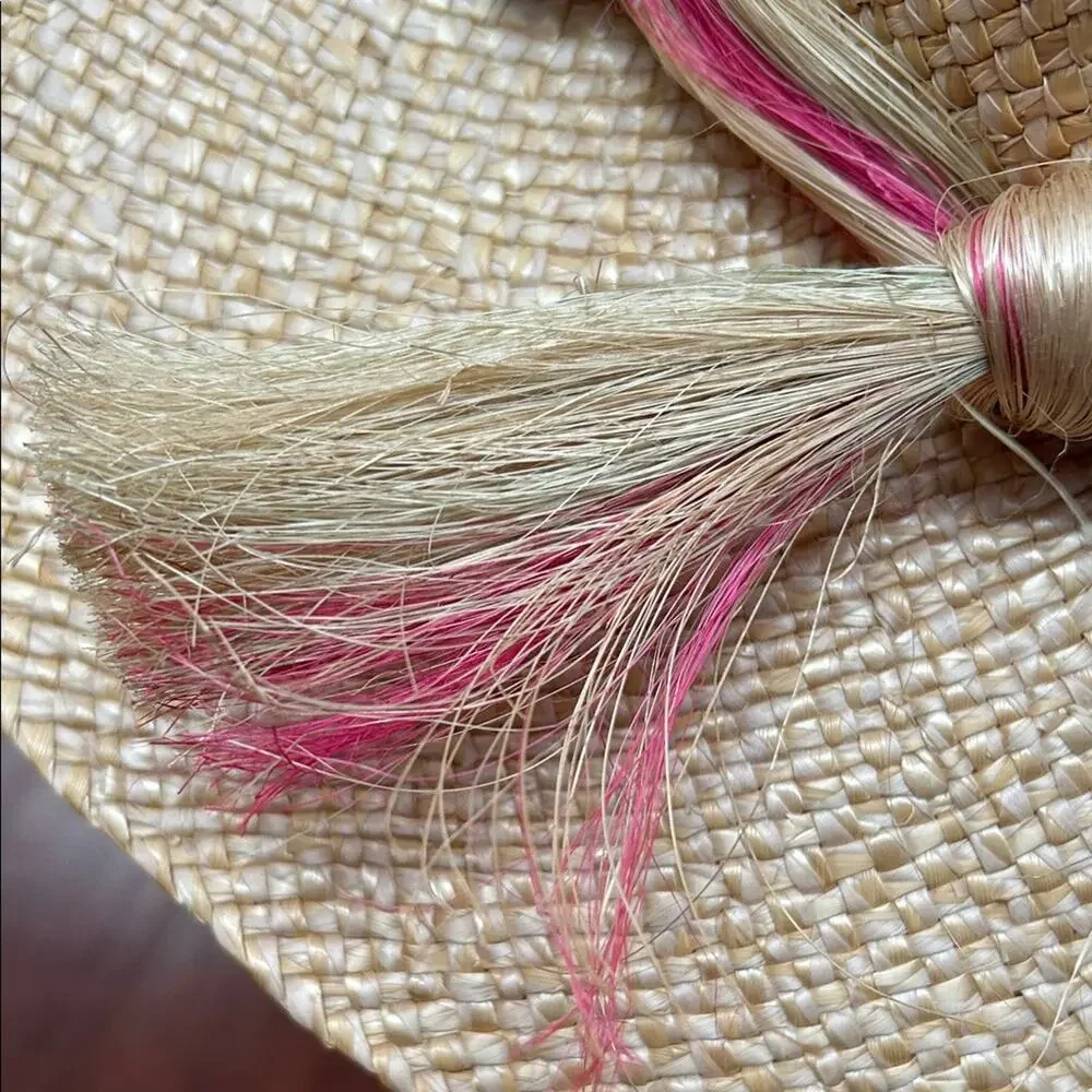 Woven Straw Hat with Fruit Details, Wide Brim Perfect for a Hot Day at the Beach